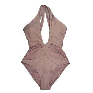 Ree Bees Women's one piece bathing suit swimwear pale pink size XL NEW halter